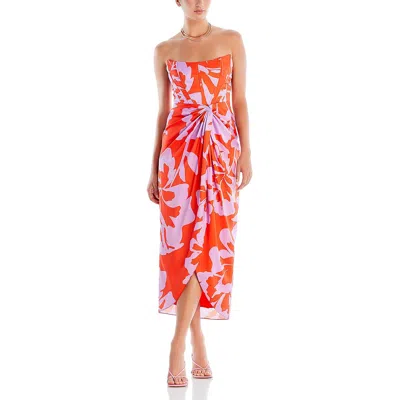 Andres Otalora Cultivo Gathered Midi Dress In Red