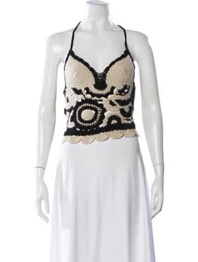 Pre-owned Andres Otalora Wool Patterned Crop Top In White