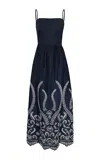 Andres Otalora Y Tu Voz Belted Linen Maxi Dress In Blue