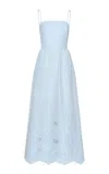 Andres Otalora Y Tu Voz Embroidered Linen Maxi Dress In Blue