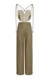Andres Otalora Zinnia Embroidered Linen Jumpsuit In Green