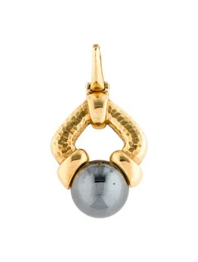 Pre-owned Andrew Clunn 18k Hemetine Pendant, 2" In Multi
