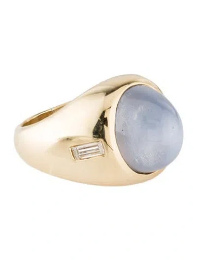 Pre-owned Andrew Clunn 18k Star Sapphire & Diamond Cocktail Ring In Multi