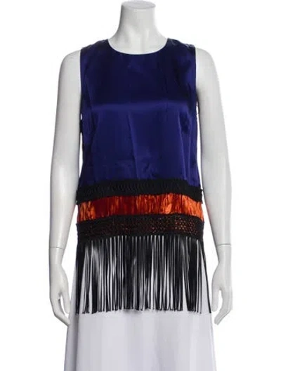 Pre-owned Andrew Gn 2017 Crew Neck Top In Blue