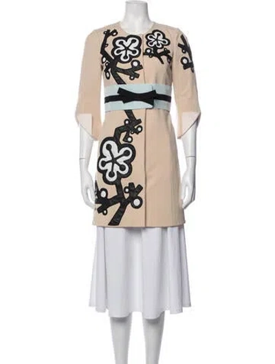 Pre-owned Andrew Gn Acetate Floral Print Coat In Neutrals