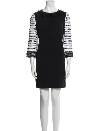 Pre-owned Andrew Gn Angora Mini Dress In Black