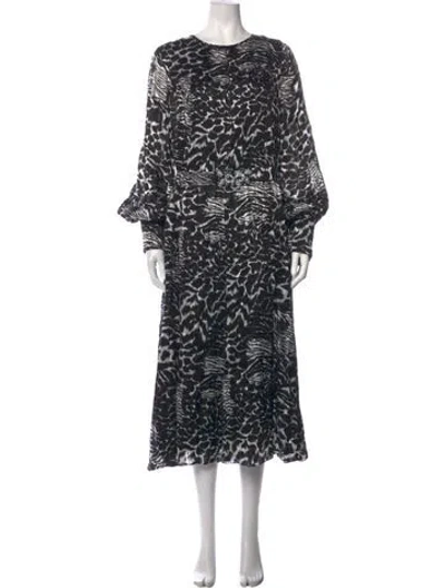 Pre-owned Andrew Gn Animal Print Long Dress In Black