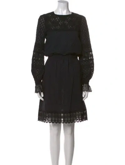 Pre-owned Andrew Gn Bateau Neckline Knee-length Dress In Black