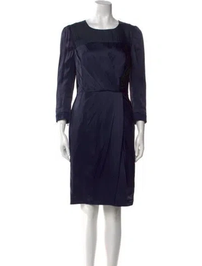 Pre-owned Andrew Gn Bateau Neckline Knee-length Dress In Blue