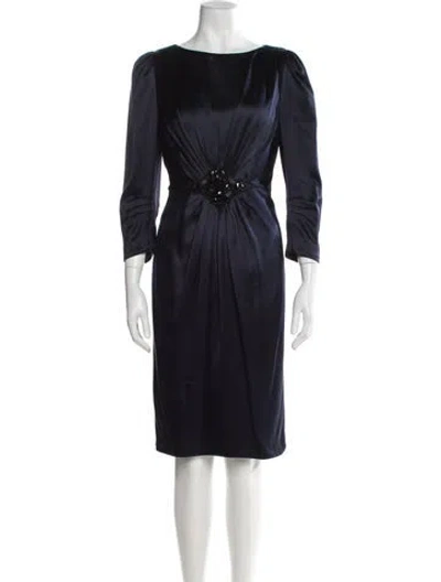 Pre-owned Andrew Gn Bateau Neckline Knee-length Dress In Blue