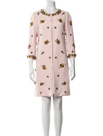 Pre-owned Andrew Gn Beaded Accents Dress Set In Pink