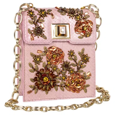 Pre-owned Andrew Gn Beaded Embroidered Chain Bag In Sand