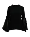 ANDREW GN ANDREW GN BELL SLEEVES BLOUSE IN BLACK SILK