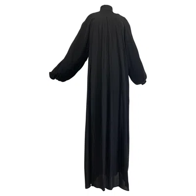 Pre-owned Andrew Gn Black Silk Crepe Monastic-styled Maxi Dress W Full Pleats & High Neck