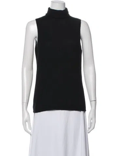 Pre-owned Andrew Gn Cashmere Turtleneck Top In Black