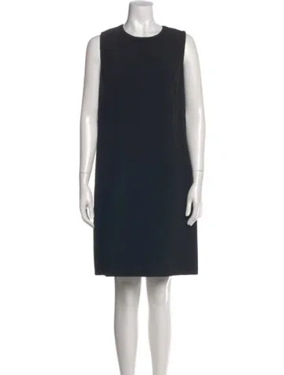 Pre-owned Andrew Gn Crew Neck Knee-length Dress In Black