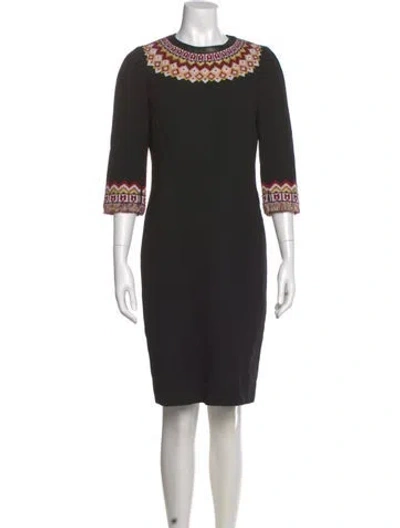 Pre-owned Andrew Gn Crew Neck Knee-length Dress In Black