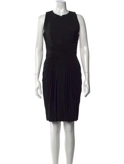 Pre-owned Andrew Gn Crew Neck Knee-length Dress In Black
