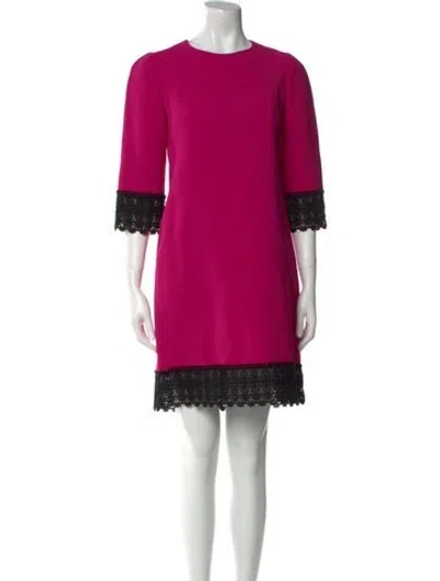 Pre-owned Andrew Gn Crew Neck Knee-length Dress In Pink