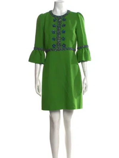 Pre-owned Andrew Gn Crew Neck Knee-length Dress W/ Tags In Green