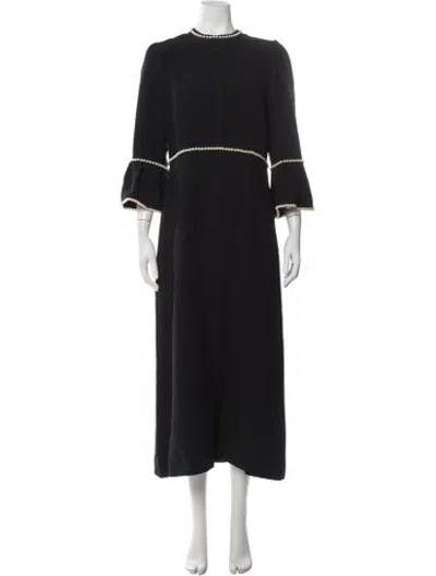 Pre-owned Andrew Gn Crew Neck Long Dress In Black