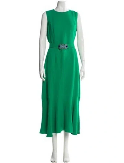 Pre-owned Andrew Gn Crew Neck Long Dress In Green
