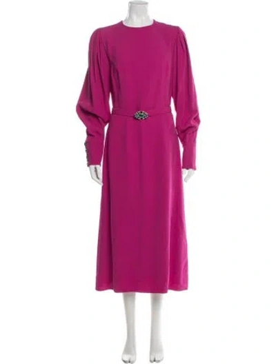Pre-owned Andrew Gn Crew Neck Long Dress In Pink