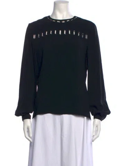 Pre-owned Andrew Gn Crew Neck Long Sleeve Top In Black