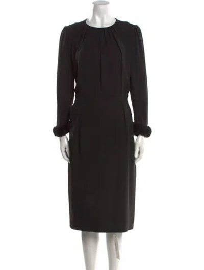Pre-owned Andrew Gn Crew Neck Midi Length Dress In Black