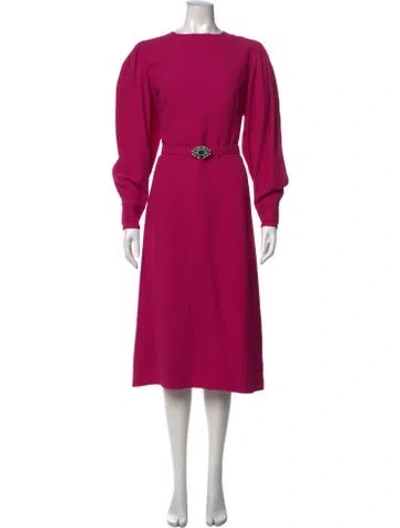 Pre-owned Andrew Gn Crew Neck Midi Length Dress In Pink