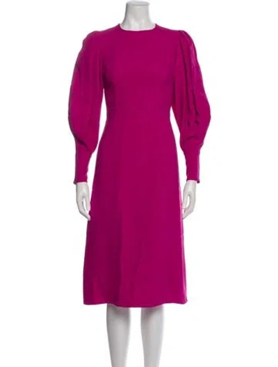 Pre-owned Andrew Gn Crew Neck Midi Length Dress In Pink