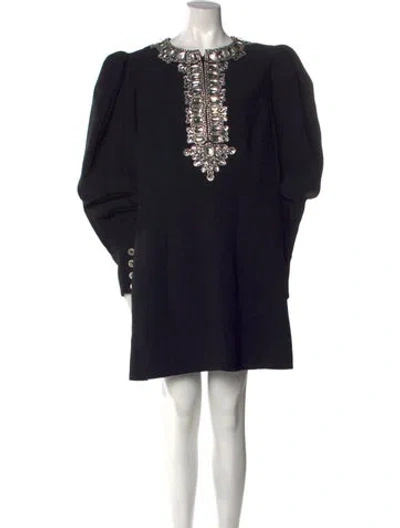 Pre-owned Andrew Gn Crew Neck Mini Dress In Black