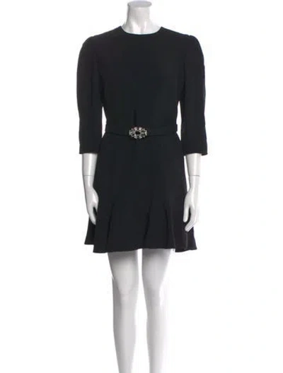 Pre-owned Andrew Gn Crew Neck Mini Dress In Black