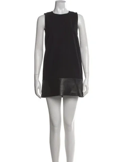 Pre-owned Andrew Gn Crew Neck Mini Dress In Black