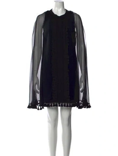 Pre-owned Andrew Gn Crew Neck Mini Dress In Black