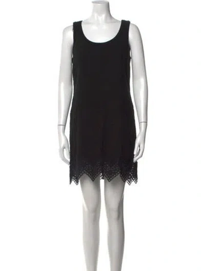 Pre-owned Andrew Gn Crew Neck Mini Dress In Black