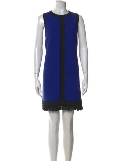 Pre-owned Andrew Gn Crew Neck Mini Dress In Blue