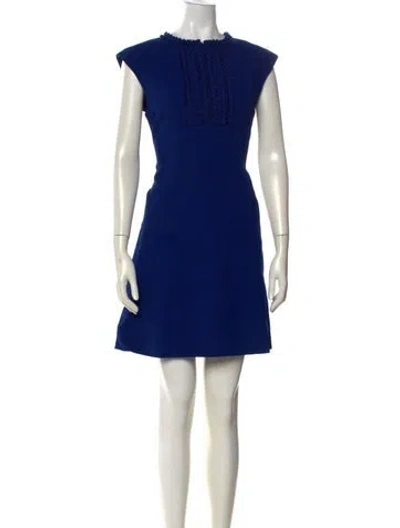 Pre-owned Andrew Gn Crew Neck Mini Dress In Blue