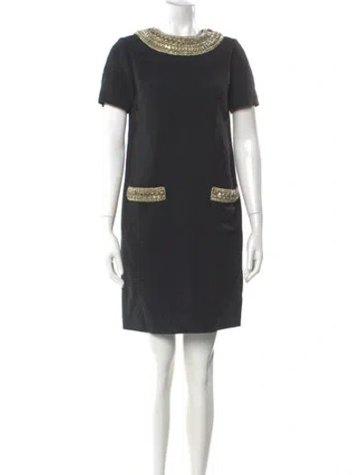 Pre-owned Andrew Gn Crew Neck Mini Dress In Brown
