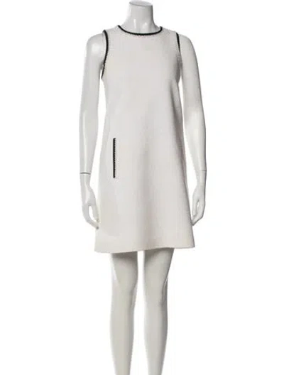 Pre-owned Andrew Gn Crew Neck Mini Dress In Neutral