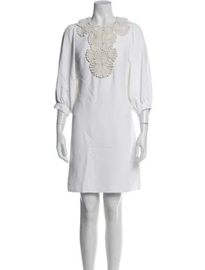 Pre-owned Andrew Gn Crew Neck Mini Dress In Neutral