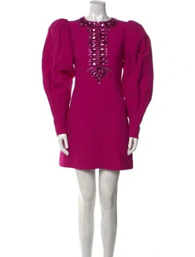 Pre-owned Andrew Gn Crew Neck Mini Dress In Pink