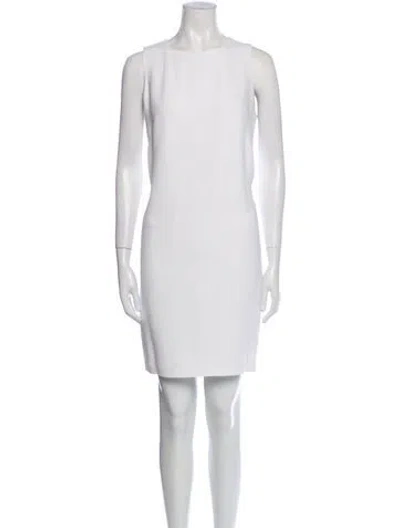 Pre-owned Andrew Gn Crew Neck Mini Dress In White