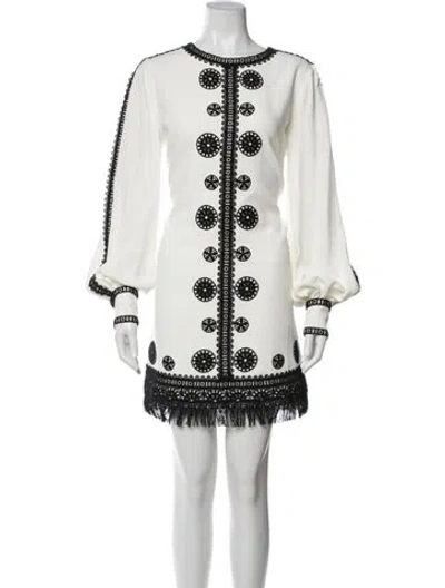 Pre-owned Andrew Gn Crew Neck Mini Dress In White