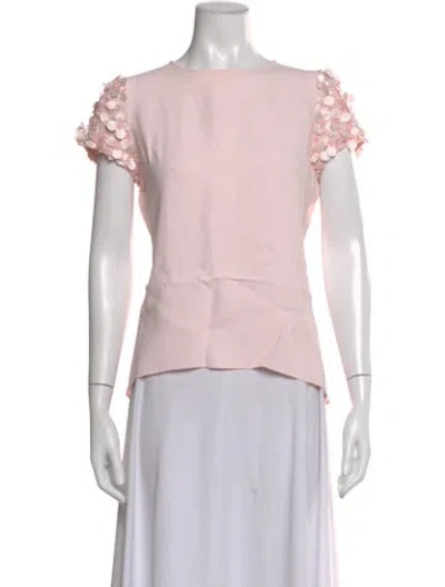 Pre-owned Andrew Gn Crew Neck Short Sleeve Blouse In Pink