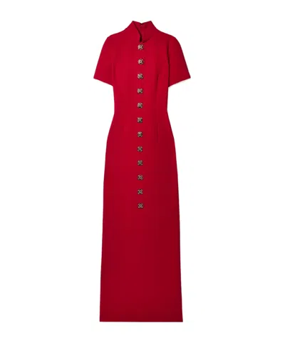 Andrew Gn Embellished Crepe Maxi Dress In Red