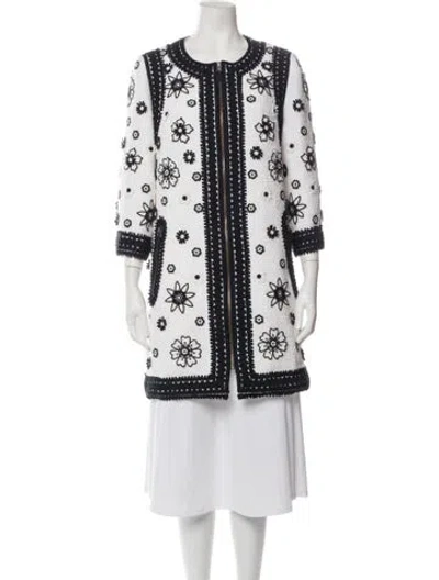 Pre-owned Andrew Gn Floral Print Coat In Black/white