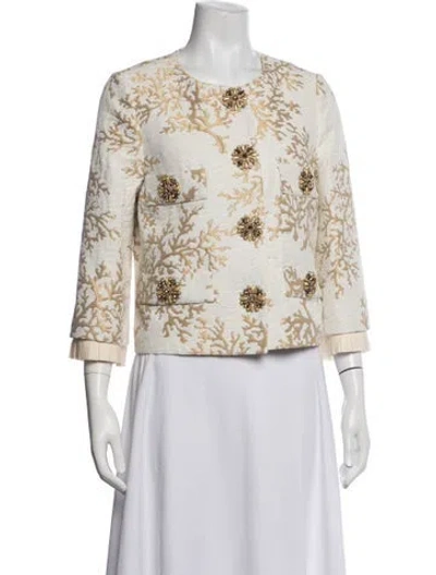 Pre-owned Andrew Gn Floral Print Jacket In Neutrals