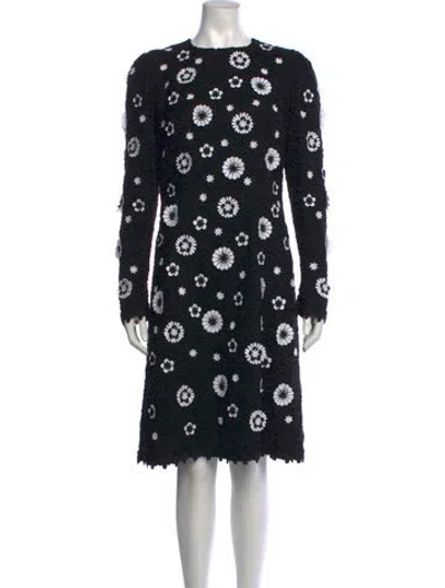Pre-owned Andrew Gn Floral Print Knee-length Dress In Black
