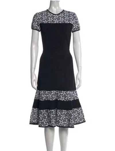 Pre-owned Andrew Gn Floral Print Knee-length Dress In Black